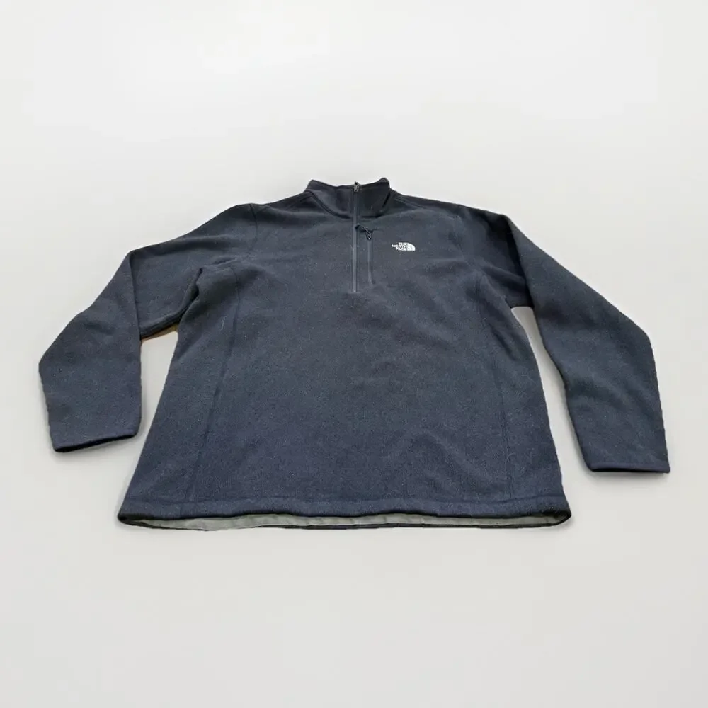 The North Face Mens Navy Fleece 1/4 Zip Pullover Sweater Jacket Size XL